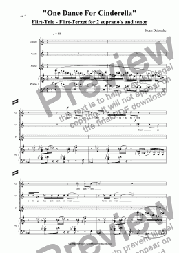 page one of "Flirt-Trio" for 3 singers and barrel-organ or piano