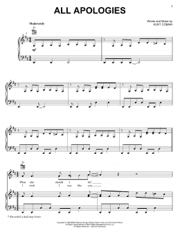 page one of All Apologies (Piano, Vocal & Guitar Chords (Right-Hand Melody))
