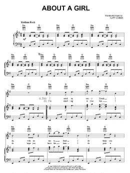 page one of About A Girl (Piano, Vocal & Guitar Chords (Right-Hand Melody))