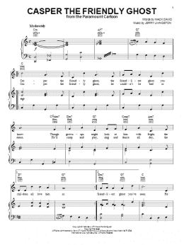 page one of Casper The Friendly Ghost (Piano, Vocal & Guitar Chords (Right-Hand Melody))