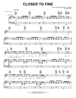 page one of Closer To Fine (Piano, Vocal & Guitar Chords (Right-Hand Melody))