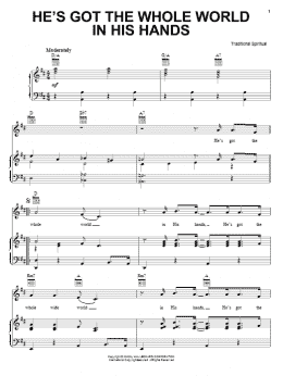 page one of He's Got The Whole World In His Hands (Piano, Vocal & Guitar Chords (Right-Hand Melody))