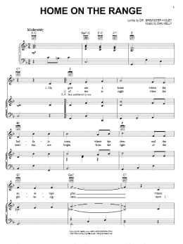 page one of Home On The Range (Piano, Vocal & Guitar Chords (Right-Hand Melody))