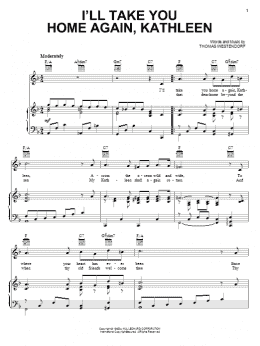 page one of I'll Take You Home Again, Kathleen (Piano, Vocal & Guitar Chords (Right-Hand Melody))