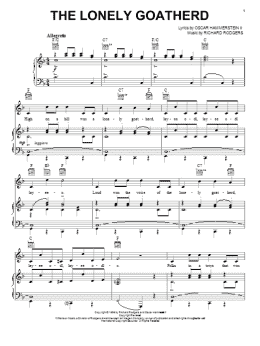 page one of The Lonely Goatherd (from The Sound of Music) (Piano, Vocal & Guitar Chords (Right-Hand Melody))