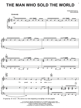 page one of The Man Who Sold The World (Piano, Vocal & Guitar Chords (Right-Hand Melody))