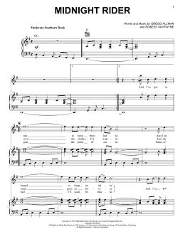 page one of Midnight Rider (Piano, Vocal & Guitar Chords (Right-Hand Melody))