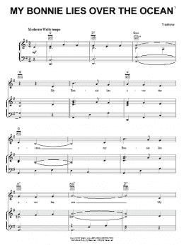 page one of My Bonnie Lies Over The Ocean (Piano, Vocal & Guitar Chords (Right-Hand Melody))