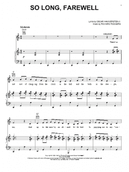 page one of So Long, Farewell (from The Sound of Music) (Piano, Vocal & Guitar Chords (Right-Hand Melody))