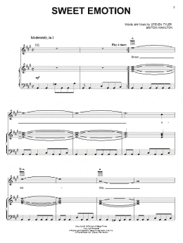 page one of Sweet Emotion (Piano, Vocal & Guitar Chords (Right-Hand Melody))