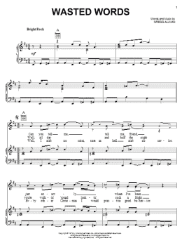 page one of Wasted Words (Piano, Vocal & Guitar Chords (Right-Hand Melody))