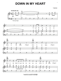 page one of Down In My Heart (Piano, Vocal & Guitar Chords (Right-Hand Melody))