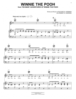 page one of Winnie The Pooh (from The Many Adventures Of Winnie The Pooh) (Piano, Vocal & Guitar Chords (Right-Hand Melody))