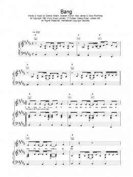 page one of Bang (Piano, Vocal & Guitar Chords)