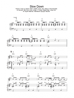 page one of Slow Down (Piano, Vocal & Guitar Chords)