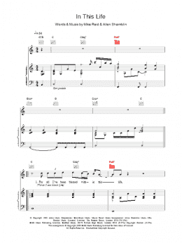 page one of In This Life (Piano, Vocal & Guitar Chords)