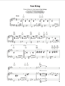 page one of Sun King (Piano, Vocal & Guitar Chords)