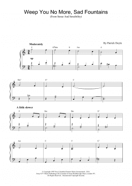 page one of Weep You No More, Sad Fountains (from Sense And Sensibility) (Piano Solo)
