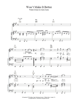 page one of Won't Make It Better (Piano, Vocal & Guitar Chords)