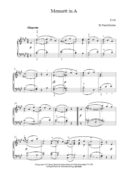 page one of Menuett In A (Piano Solo)