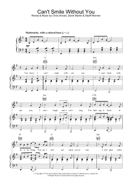 page one of Can't Smile Without You (Piano, Vocal & Guitar Chords)