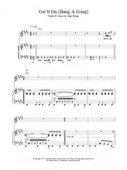page one of Bang A Gong (Get It On) (Piano, Vocal & Guitar Chords)