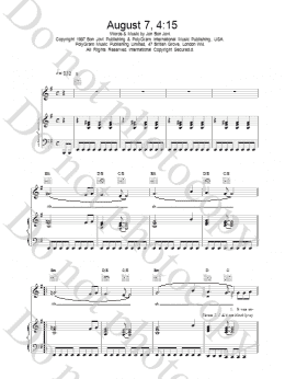 page one of August 7, 4:15 (Piano, Vocal & Guitar Chords)