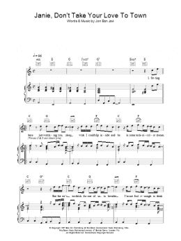 page one of Janie, Don't Take Your Love To Town (Piano, Vocal & Guitar Chords)