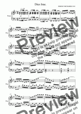 page one of Dies Irae - with arranged piano accompaniment