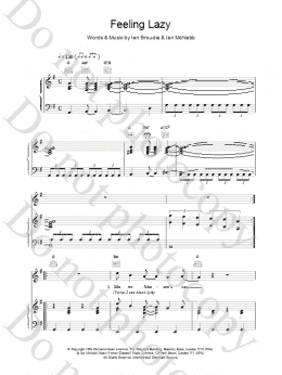 page one of Feeling Lazy (Piano, Vocal & Guitar Chords)
