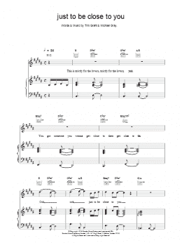 page one of Just To Be Close To You (Piano, Vocal & Guitar Chords)