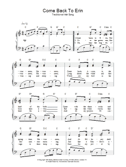 page one of Come Back To Erin (Piano, Vocal & Guitar Chords)