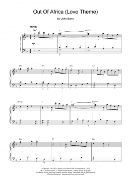 page one of Out Of Africa (Love Theme) (Piano Solo)