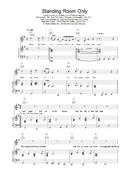 page one of Standing Room Only (Piano, Vocal & Guitar Chords)