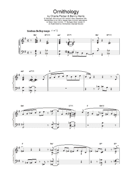 page one of Ornithology (Piano Solo)