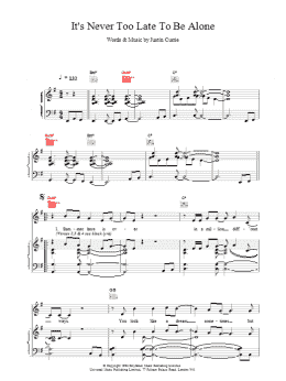 page one of It's Never Too Late To Be Alone (Piano, Vocal & Guitar Chords)