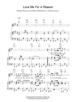 page one of Love Me For A Reason (Piano, Vocal & Guitar Chords)