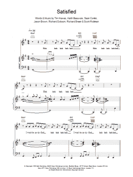 page one of Satisfied (Piano, Vocal & Guitar Chords)