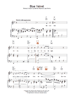 page one of Blue Velvet (Piano, Vocal & Guitar Chords)