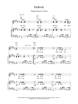 page one of Padlock (Piano, Vocal & Guitar Chords)