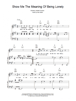 page one of Show Me The Meaning Of Being Lonely (Piano, Vocal & Guitar Chords)