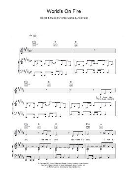 page one of World's On Fire (Piano, Vocal & Guitar Chords)