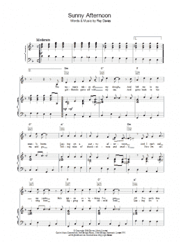 page one of Sunny Afternon (Piano, Vocal & Guitar Chords)