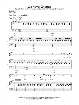 page one of We Never Change (Piano, Vocal & Guitar Chords)