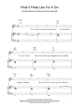 page one of What It Feels Like For A Girl (Piano, Vocal & Guitar Chords)
