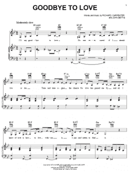 page one of Goodbye To Love (Piano, Vocal & Guitar Chords (Right-Hand Melody))