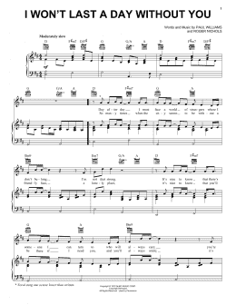 page one of I Won't Last A Day Without You (Piano, Vocal & Guitar Chords (Right-Hand Melody))