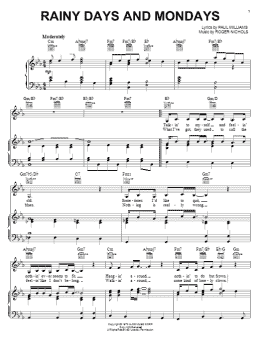 page one of Rainy Days And Mondays (Piano, Vocal & Guitar Chords (Right-Hand Melody))