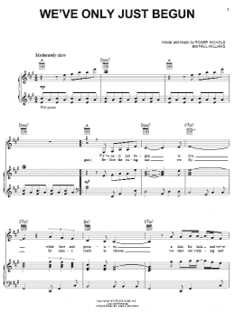 page one of We've Only Just Begun (Piano, Vocal & Guitar Chords (Right-Hand Melody))