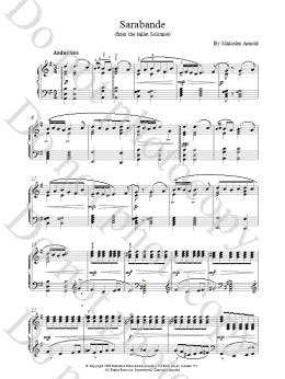 page one of SarabandeFromSolitaire (Piano Solo)